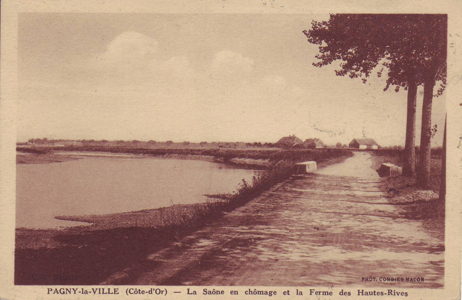 La Saône et la ferme des hautes rives au fond