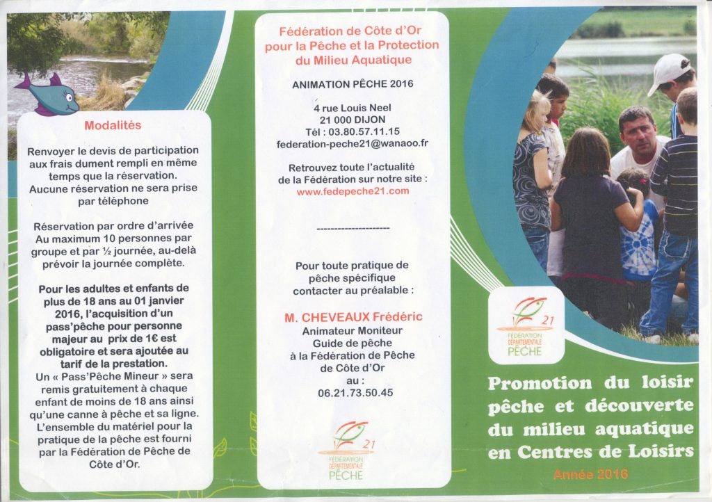 Flyers  2016 de la Fédération de pêche de la Côte d'or 