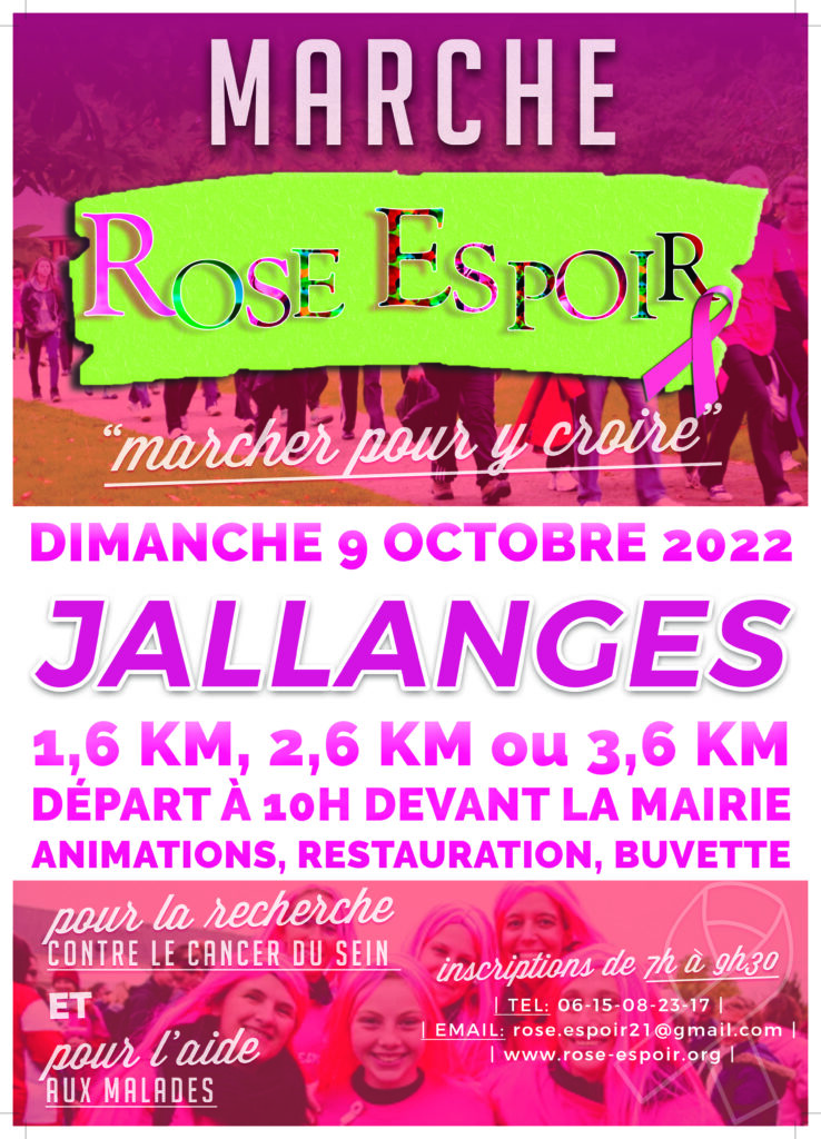 Marche avec « Rose Espoir » 9 octobre 2022 et bulletin d’inscription