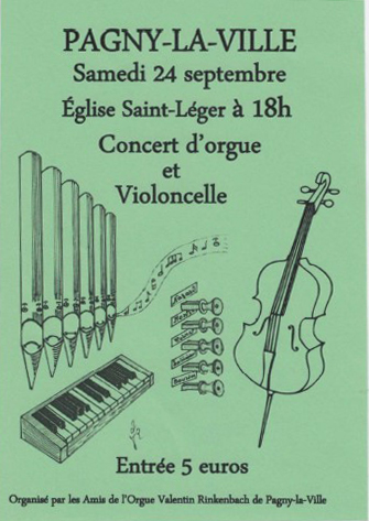 Concert d’orgue et violoncelle 24 septembre 18h